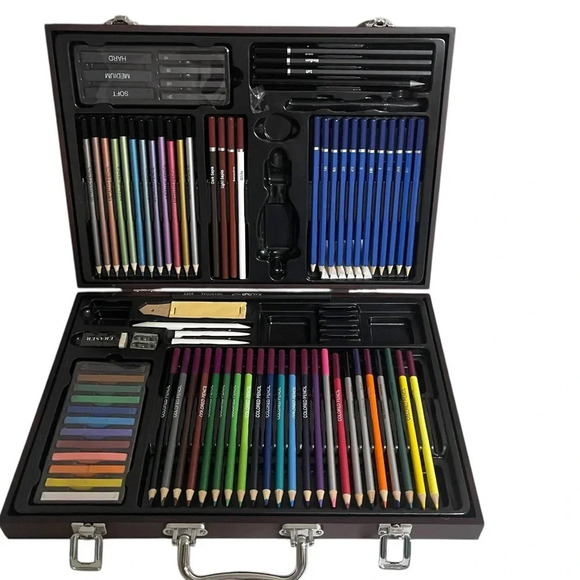 Art 83 Piece Beginners Art Set Wood Carrying Case - Picture 1 of 15